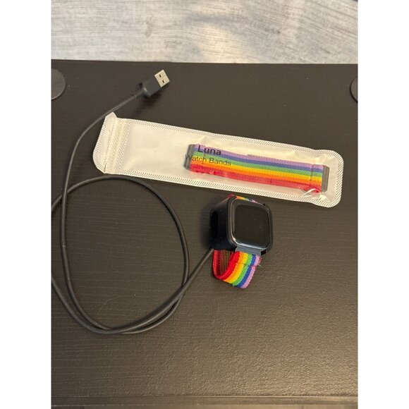 Fitbit Versa Smartwatch with Pride Rainbow Watch Band - Picture 1 of 1